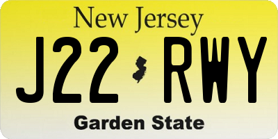 NJ license plate J22RWY