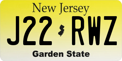 NJ license plate J22RWZ