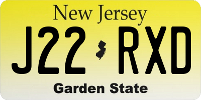 NJ license plate J22RXD
