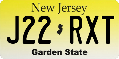 NJ license plate J22RXT