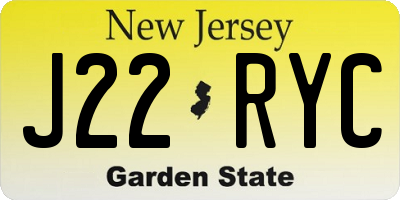 NJ license plate J22RYC