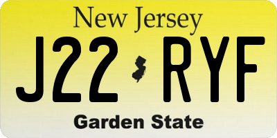 NJ license plate J22RYF