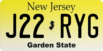 NJ license plate J22RYG