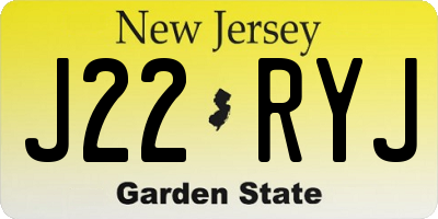 NJ license plate J22RYJ