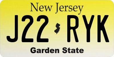 NJ license plate J22RYK