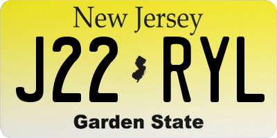 NJ license plate J22RYL