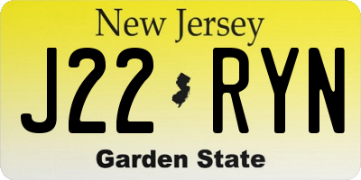 NJ license plate J22RYN
