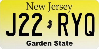 NJ license plate J22RYQ