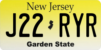 NJ license plate J22RYR