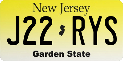 NJ license plate J22RYS