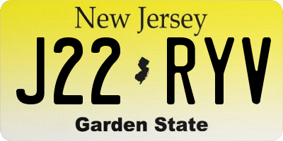 NJ license plate J22RYV