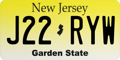 NJ license plate J22RYW
