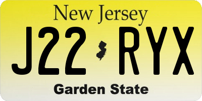 NJ license plate J22RYX