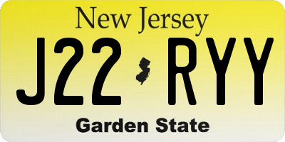 NJ license plate J22RYY