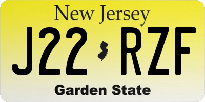 NJ license plate J22RZF