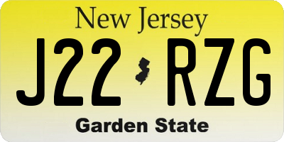 NJ license plate J22RZG