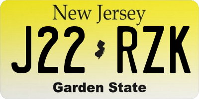 NJ license plate J22RZK