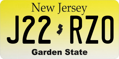 NJ license plate J22RZO
