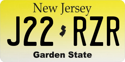 NJ license plate J22RZR
