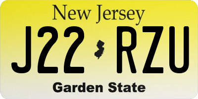 NJ license plate J22RZU