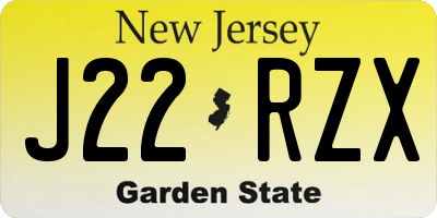 NJ license plate J22RZX