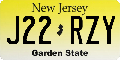 NJ license plate J22RZY