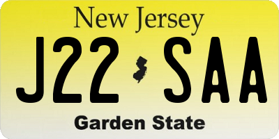 NJ license plate J22SAA
