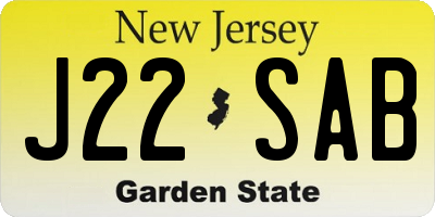 NJ license plate J22SAB