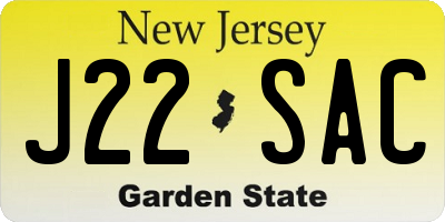NJ license plate J22SAC