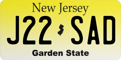 NJ license plate J22SAD