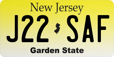 NJ license plate J22SAF