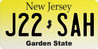 NJ license plate J22SAH
