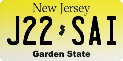 NJ license plate J22SAI