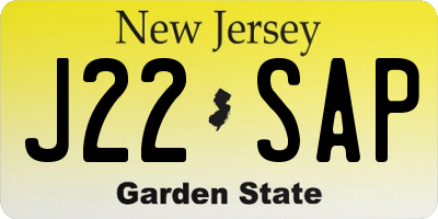 NJ license plate J22SAP