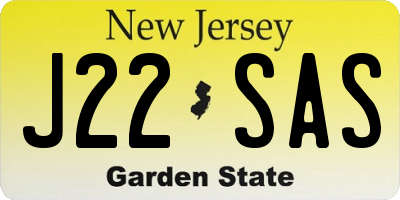 NJ license plate J22SAS