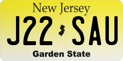 NJ license plate J22SAU