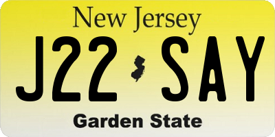 NJ license plate J22SAY