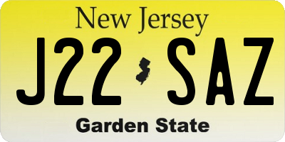 NJ license plate J22SAZ