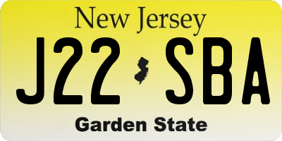 NJ license plate J22SBA