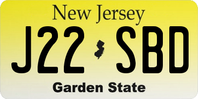 NJ license plate J22SBD