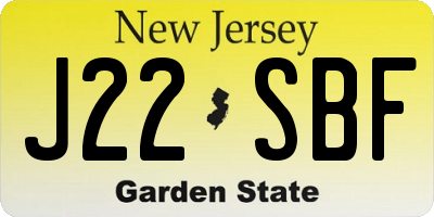 NJ license plate J22SBF