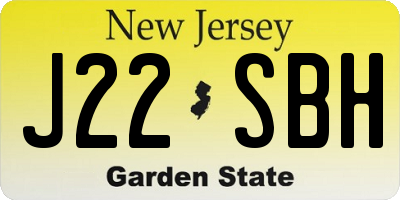 NJ license plate J22SBH