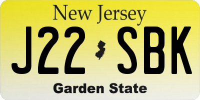 NJ license plate J22SBK