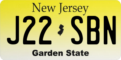 NJ license plate J22SBN