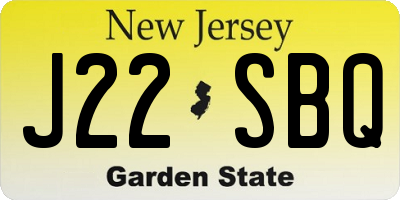 NJ license plate J22SBQ