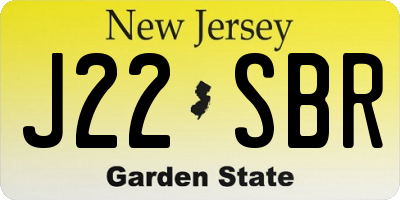 NJ license plate J22SBR