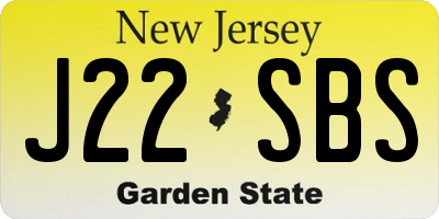 NJ license plate J22SBS