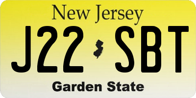 NJ license plate J22SBT