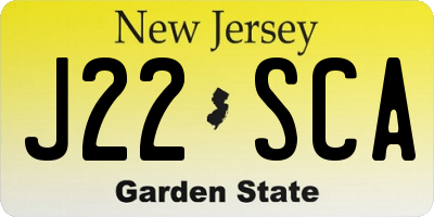 NJ license plate J22SCA