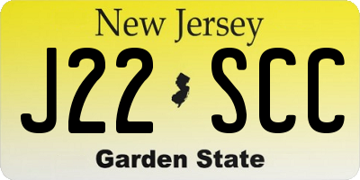 NJ license plate J22SCC